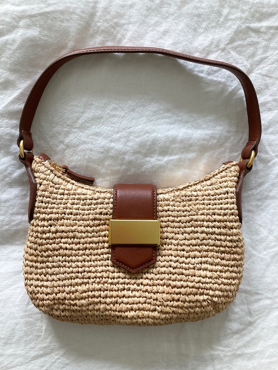 J. Crew Handbags - NWT J. Crew Berkeley Buckle Shoulder Bag in Handknotted Straw
